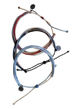 🥳5/$75!🥳 3 Pack! Pura Vida Blue, Red, Black and Tan Woven Bracelet Set